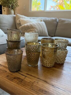 Pottery Barn Assorted Gold and Silver Mercury Glass Votive Holders